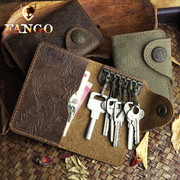 原创复古手工真皮汽车钥匙包，男多功能零钱包卡，包头层牛皮钥匙扣女