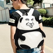 潮男包创意个性金馆长(金馆长)表情背包熊猫双肩书包时尚潮流初中学生帆布