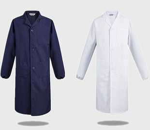 医用学生实验室白大褂实验服工作服，劳保长袖男女卫生医生服蓝大褂