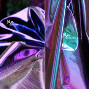 变色龙镭射幻彩幽紫色面料 双层复合荧光包袋服装设计创意布料