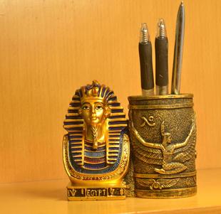 古埃及笔插家居书房桌面摆设装饰品礼物法老王笔筒办公室摆