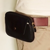 真皮腰包男头层牛皮手机包6.6寸穿皮带横款大容量，双拉链手机袋黑
