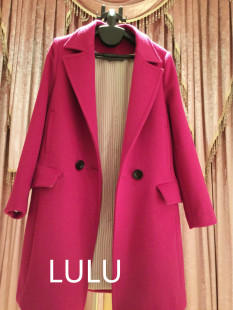LULU定制羊绒大衣女 尼外套 紫色西装 自留 秋冬欧美大牌