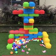 幼儿园塑料积木玩具欢乐大积木儿童大型塑料八角造景积木拼搭积木