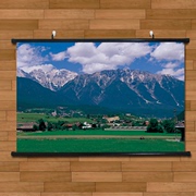 阿尔卑斯雪山欧洲小镇优美世界风景海报挂画有框画客厅装饰画墙画