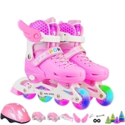男孩轮滑鞋闪光轮子可伸缩儿童溜冰鞋单排轮滑旱冰鞋男童可调