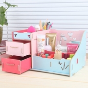 韩版DIY桌面抽屉式木质化妆品收纳盒 办公桌整理箱遥控器置物架