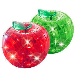 儿童圣诞节平安夜礼物创意，3d立体水晶苹果拼图带灯光，拼插积木玩具