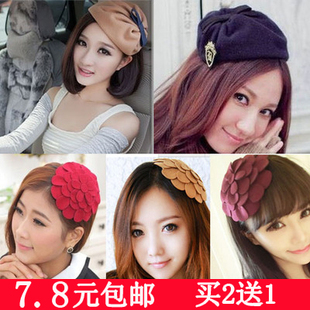 韩国蝴蝶结帽子发箍徽章花朵头箍毛线发箍宽兔儿，朵发夹发卡发饰