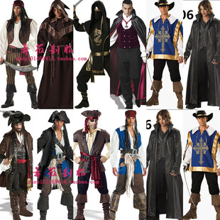 万圣节服装cosplay杰克船长男海盗，衣服加勒比海盗强盗演出舞台装