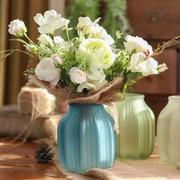 玻璃花瓶摆件装饰绿萝富贵竹百合插干花瓶透明彩色磨砂大号欧式