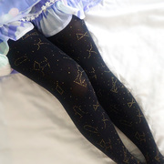 夏季洛丽塔连裤袜印花日系lolita袜子天鹅绒，丝袜黑二次元袜子