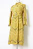 vintage古着孤品日本复古黄色，条纹波点洋装雪纺连衣裙