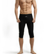 男士紧身七分泳裤黑色过膝锦纶大码泳衣冲浪潜水沙滩运动健身中裤