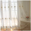 现代简约欧式轻奢绣花高档白色透光刺绣窗帘卧室，客厅落地窗纱成品