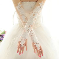 新娘手套红白色，婚礼加长绒款