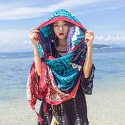 夏季海边沙滩防晒披肩女围巾两用薄款民族风旅游丝巾超大长款纱巾