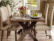 法式乡村家具X字腿仿古做旧餐桌 欧式实木餐桌