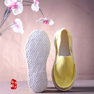 春夏季手工千层底女老北京布鞋，女平跟孕妇妈妈，站桩接地气棉布单鞋