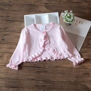 女童荷叶镂空空调衫，薄款女宝宝披肩防晒衣，镂空婴儿针织开衫夏季