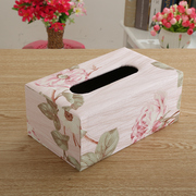 欧式壁纸纸巾盒客厅纸抽盒餐巾纸抽盒餐厅可爱复古纸抽盒木质
