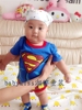 宝宝连体衣夏装Q8婴幼儿蓝色超人英雄三角哈衣短袖爬行服包屁衣服