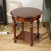 定制美式沙发边桌小茶几边几角几咖啡电话桌实木小圆桌欧式简约圆