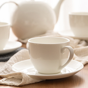 纯白色骨瓷简约咖啡杯碟套装卡布奇诺陶瓷下午茶杯子定制logo文字