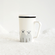 秀器陶瓷牛奶杯子龙猫马克杯，创意咖啡早餐，杯子个性带盖带勺