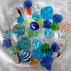 七彩水晶石学校彩色玻璃珠，扁珠石头鱼缸装饰造景弹球造景儿童