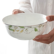 骨瓷碗 家用大碗汤碗6英寸面碗饭碗韩式碗陶瓷碗粥碗微波炉碗套装