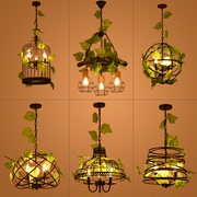 美式工业复古loft铁艺鸟笼树脂个性创意植物餐厅吧台服装店吊灯