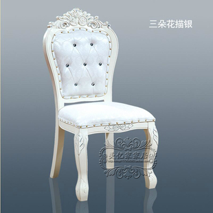 实木靠背欧式餐椅象牙白色，家用餐桌凳子，现代简约皮革艺术酒店椅子