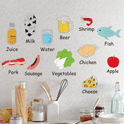 厨房冰箱装饰可爱贴画幼儿园英文，教室英语角，文化墙贴儿童房间贴纸