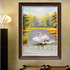 手绘油画天鹅湖美式欧式新古典(新古典)简欧客厅，卧室玄关壁炉餐厅装饰画