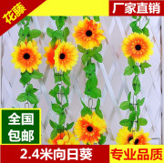 仿真太阳花藤条向日葵塑料花藤蔓，幼儿园假花空调管道遮挡装饰花条