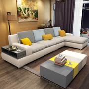 北欧简约现代客厅可拆洗储物转角彩色皮布沙发小户型布艺沙发