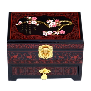 高档珠宝首饰盒高档扬州中式实木大号，三层复古收纳盒带锁