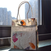 泰国干花纸袋礼物包装袋子首饰饰品特色创意手工包装盒手提袋