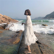 防晒衣夏季女装中长款韩版沙滩，蕾丝海边度假空调开衫薄上衣潮