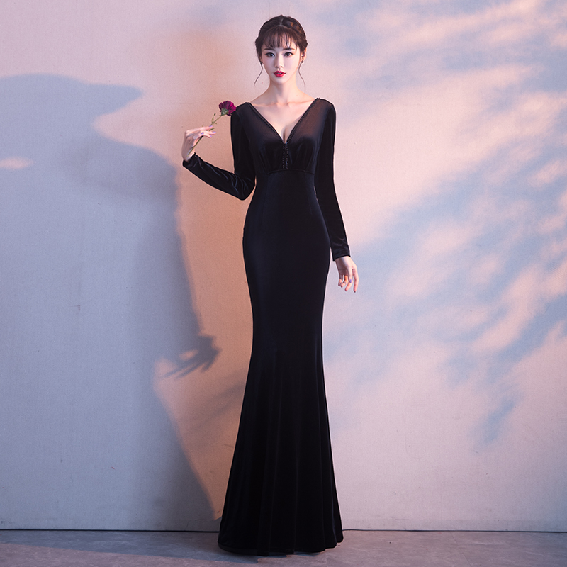 禮服黑色魚尾晚禮服女2019新款高貴性感露背宴會主持人修身顯瘦長在類目 女裝/女士精品, 婚紗/旗袍/禮服, 禮服/晚裝中 - 來自Buy2taobao.com提供專業的淘寶代購服務