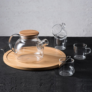 日式玻璃花草茶具客厅下午茶具，套装创意花茶，冷水壶茶壶可加热含托