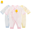 黄色小鸭童装婴儿连体衣0-6个月男女宝宝纯棉内衣新生儿系带哈衣