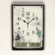 康巴丝钟表日历时钟方形静音中式挂表万年历(万年历)创意钟表客厅现代挂钟