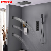 德国kasentop浴室花洒套装嵌入墙式恒温淋浴暗装黑色吊顶莲蓬喷头