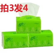 柔软清风 抽纸淡绿花 2层200抽3包抽取式面巾纸 买3提送1