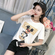 米老鼠短袖T恤女大码宽松2020夏季米奇卡通印花韩版上衣百搭