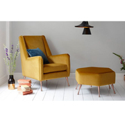 北欧单人沙发椅小户型布艺，休闲椅美式现代简约客厅脚蹬高背老虎椅