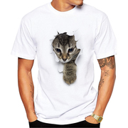 欧美时尚3d猫印花日系复古街头潮流猫咪短袖男士t恤衫