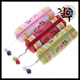 韩式笔袋刺绣铅笔包旅游纪念学校小竹节纱料包